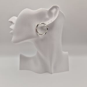 Sterling Silver Twisted Hoop Earrings AK 925 Turkey Polished Hoops